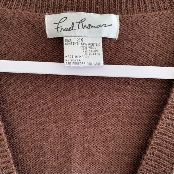 FRED THOMAS Brown Aztec Cardigan - Picture 2 of 4